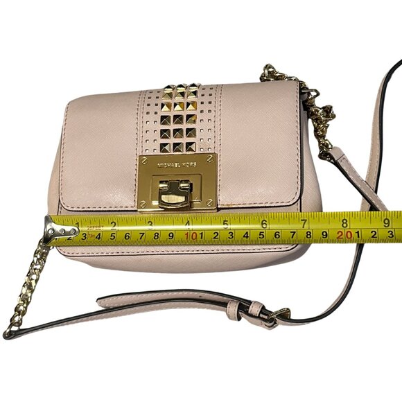 Michael Kors Light Pink Blush Gold Studded Crossbody Purse - Picture 14 of 15